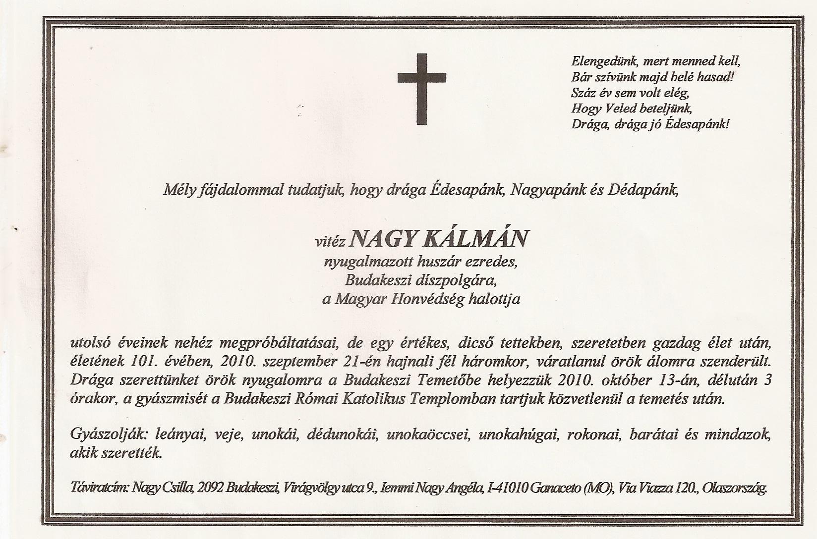 v. Nagy Klmn (1909-2010)