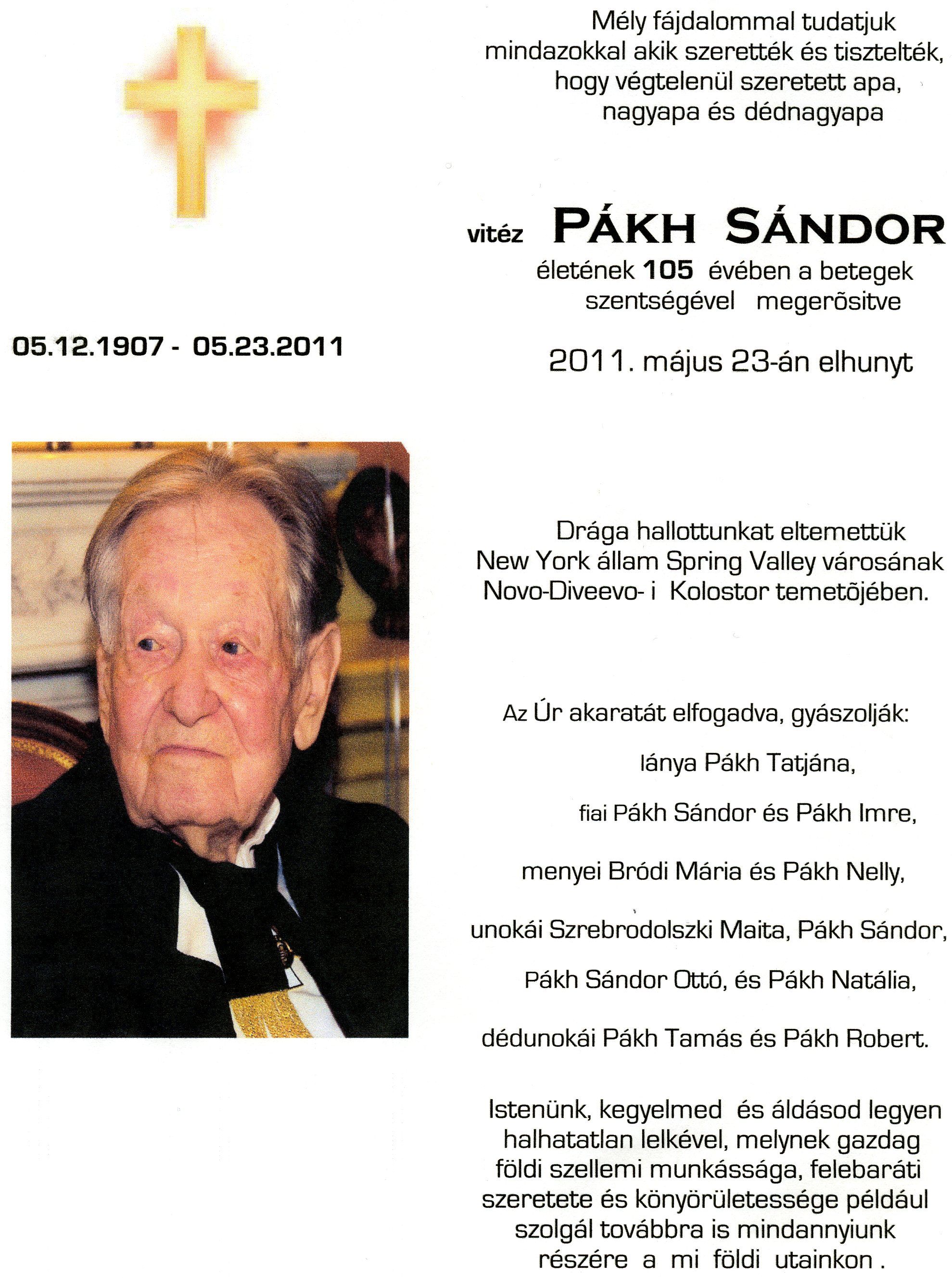 v. Pkh Sndor (1907-2011)
