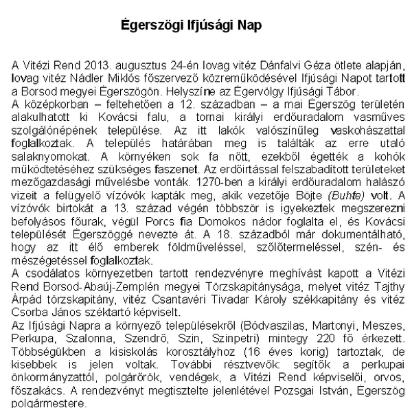 gerszgi Ifjsgi Nap a Vitzi Rend szervezsben
