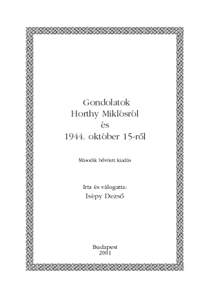 Gondolatok Horthy Miklsrl